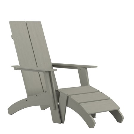 Flash Furniture Modern Gray Wide Slat Adirondack Chair & Ottoman JJ-C14509-14309-GY-GG